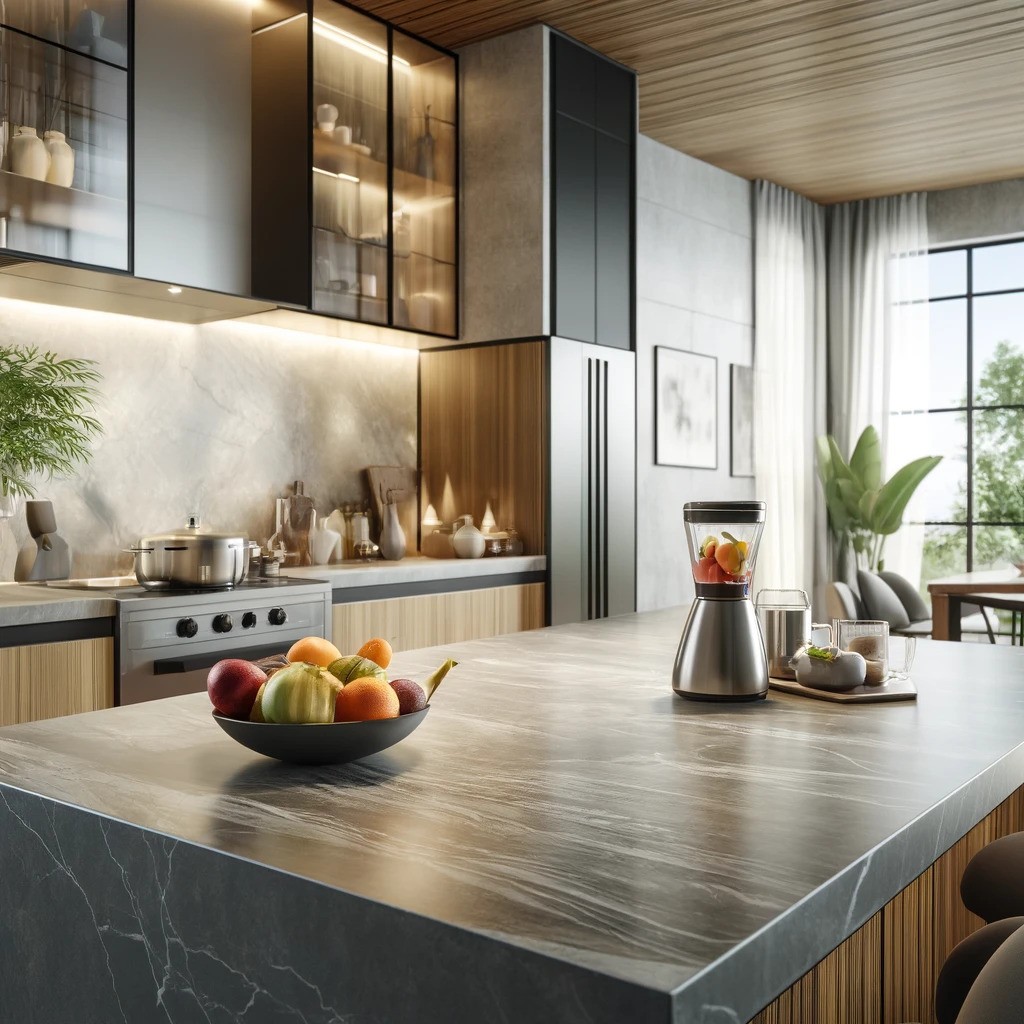 fin bänkskiva av kalksten